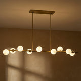 Veya 9 Light Linear Chandelier 49" for Modern home with Warm Beige Siding