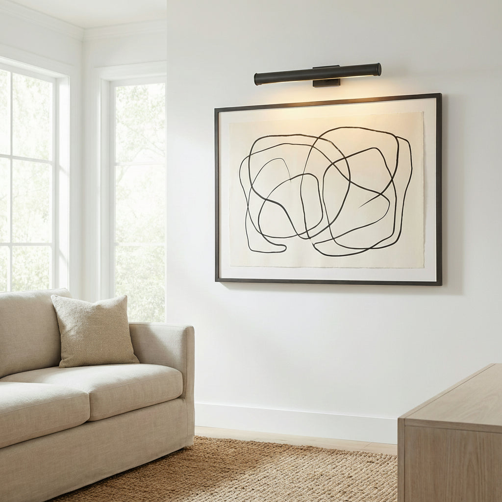 Keaton Picture Light 24", Aged Iron for Modern home with White Walls