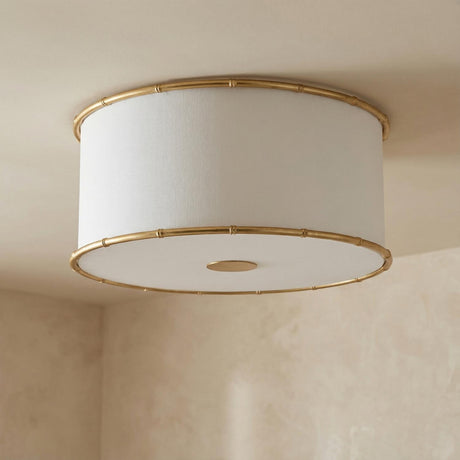 Gael Flush Mount 19", Gilded Brass linear flush mount in a Transitional Living Room.