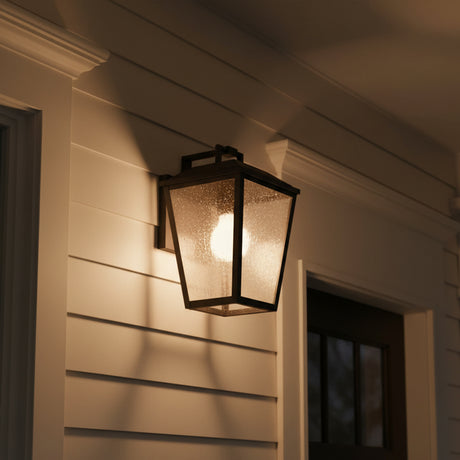 Harrison Outdoor Small Wall Light 10", Textured Black for Modern Farmhouse home with White Siding