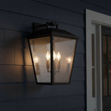 Harrison Outdoor Large Wall Light 16" for Modern Farmhouse home with Dark Blue Siding