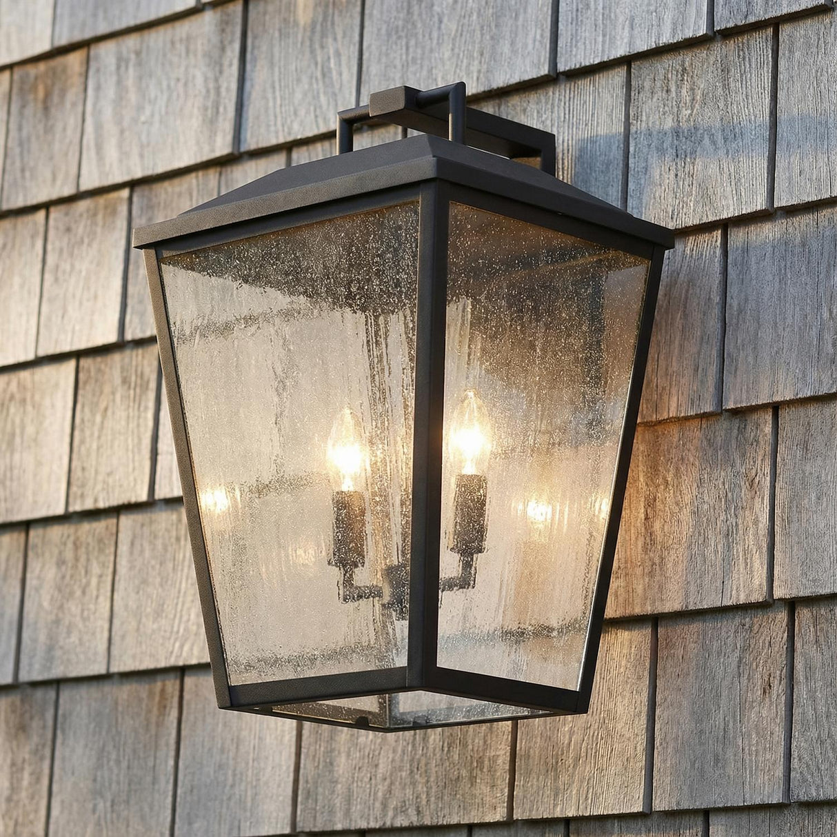 Harrison Outdoor Extra Large Wall Light 19" for Modern Farmhouse home with Natural Wood Siding