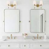 Audrey 2 Light Vanity, Modern Brass and Milk Glass