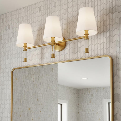 Audrey 3 Light Vanity, Modern Brass and Milk Glass