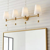 Audrey 4 Light Vanity, Modern Brass and Milk Glass