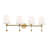 Audrey 4 Light Vanity, Modern Brass and Milk Glass