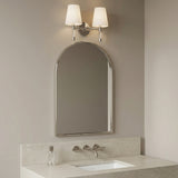 Audrey 2 Light Vanity, Polished Nickel and Milk Glass for Modern home with Gray Walls
