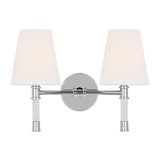 Audrey 2 Light Vanity, Polished Nickel and Milk Glass