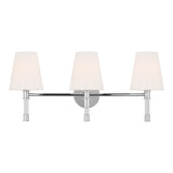 Audrey 3 Light Vanity, Polished Nickel and Milk Glass