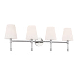 Audrey 4 Light Vanity, Polished Nickel and Milk Glass