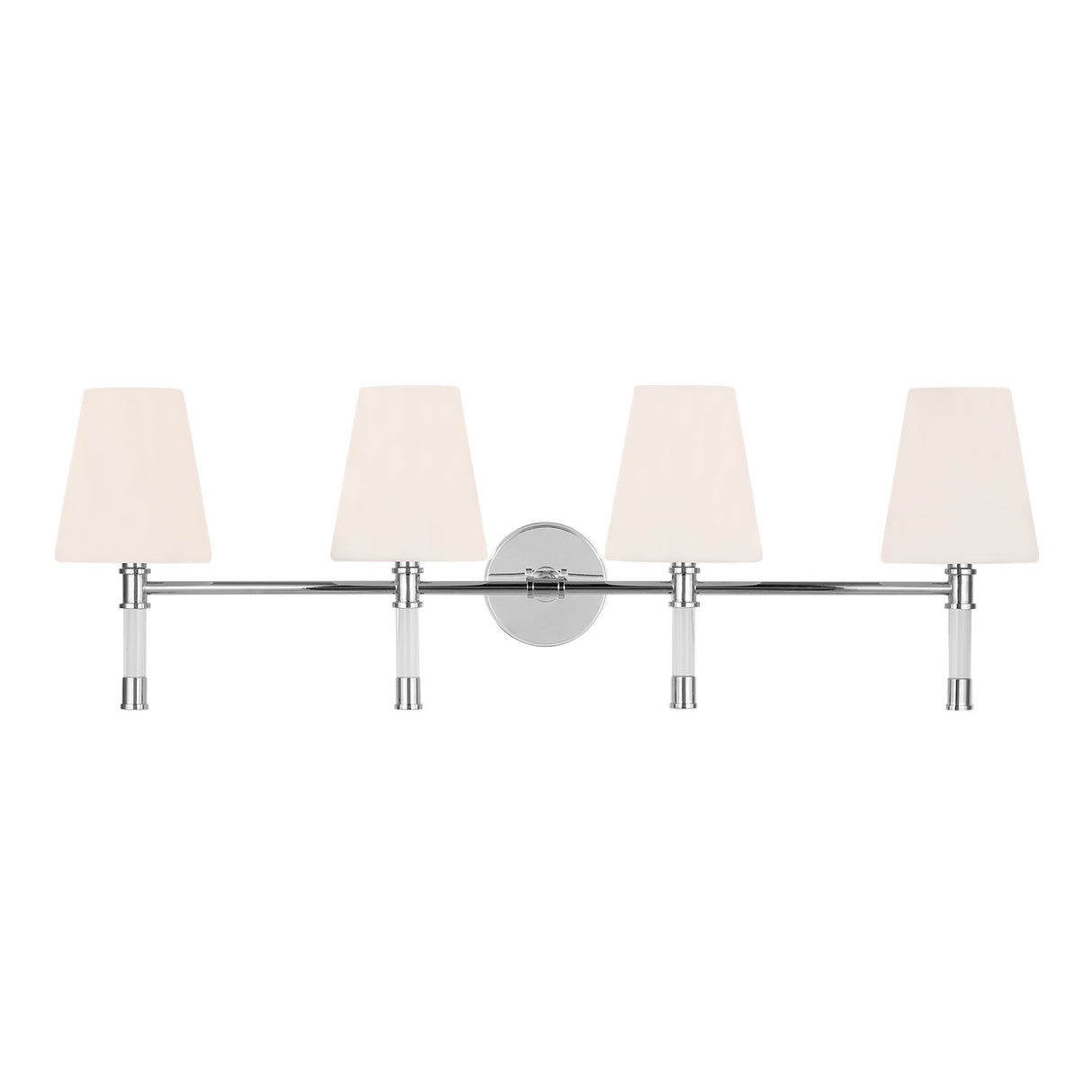 Audrey 4 Light Vanity, Polished Nickel and Milk Glass