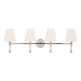Audrey 4 Light Vanity, Polished Nickel and Milk Glass