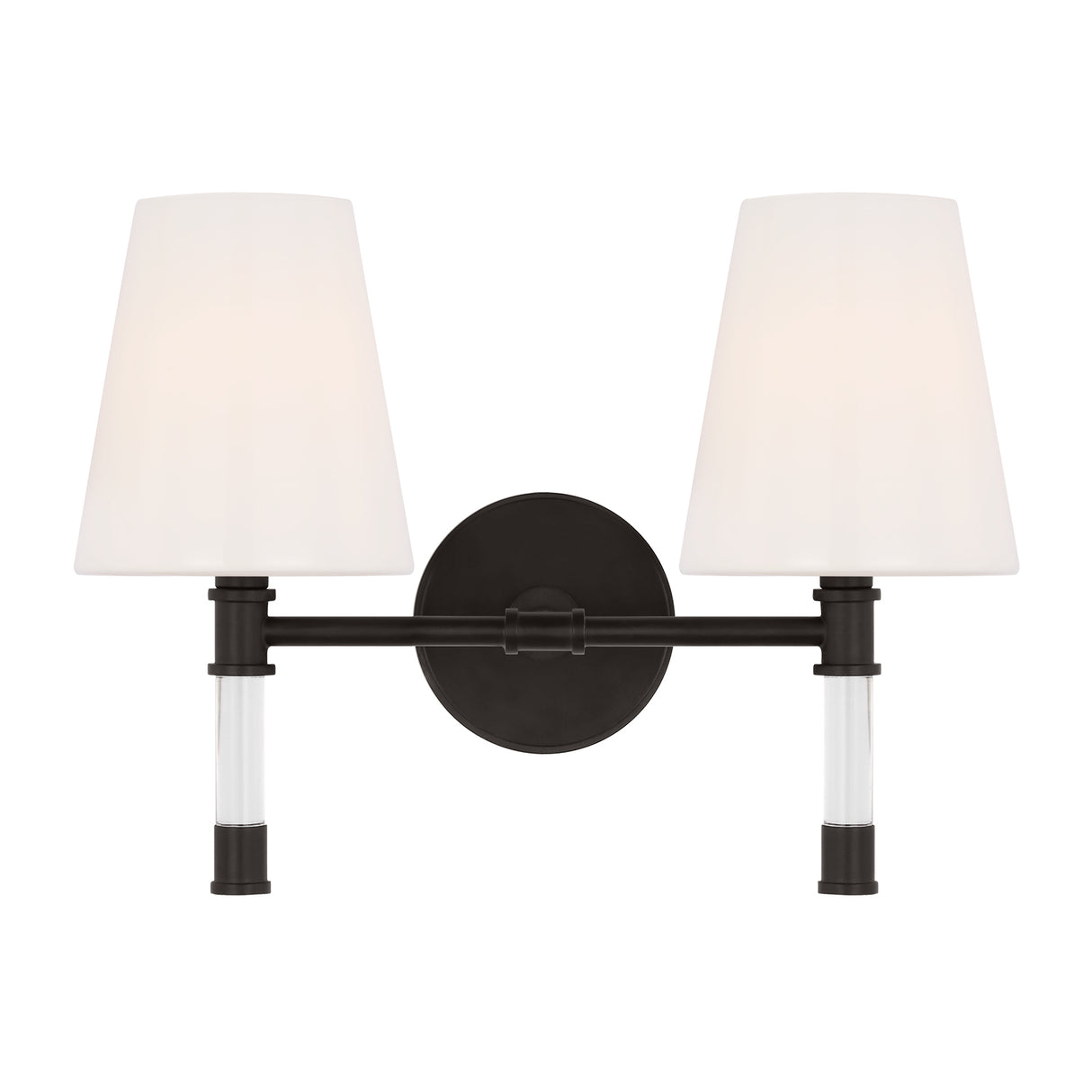 Audrey 2 Light Vanity, Aged Iron and Milk Glass