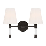 Audrey 2 Light Vanity, Aged Iron and Milk Glass