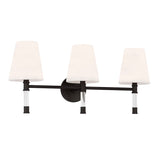 Audrey 3 Light Vanity, Aged Iron and Milk Glass