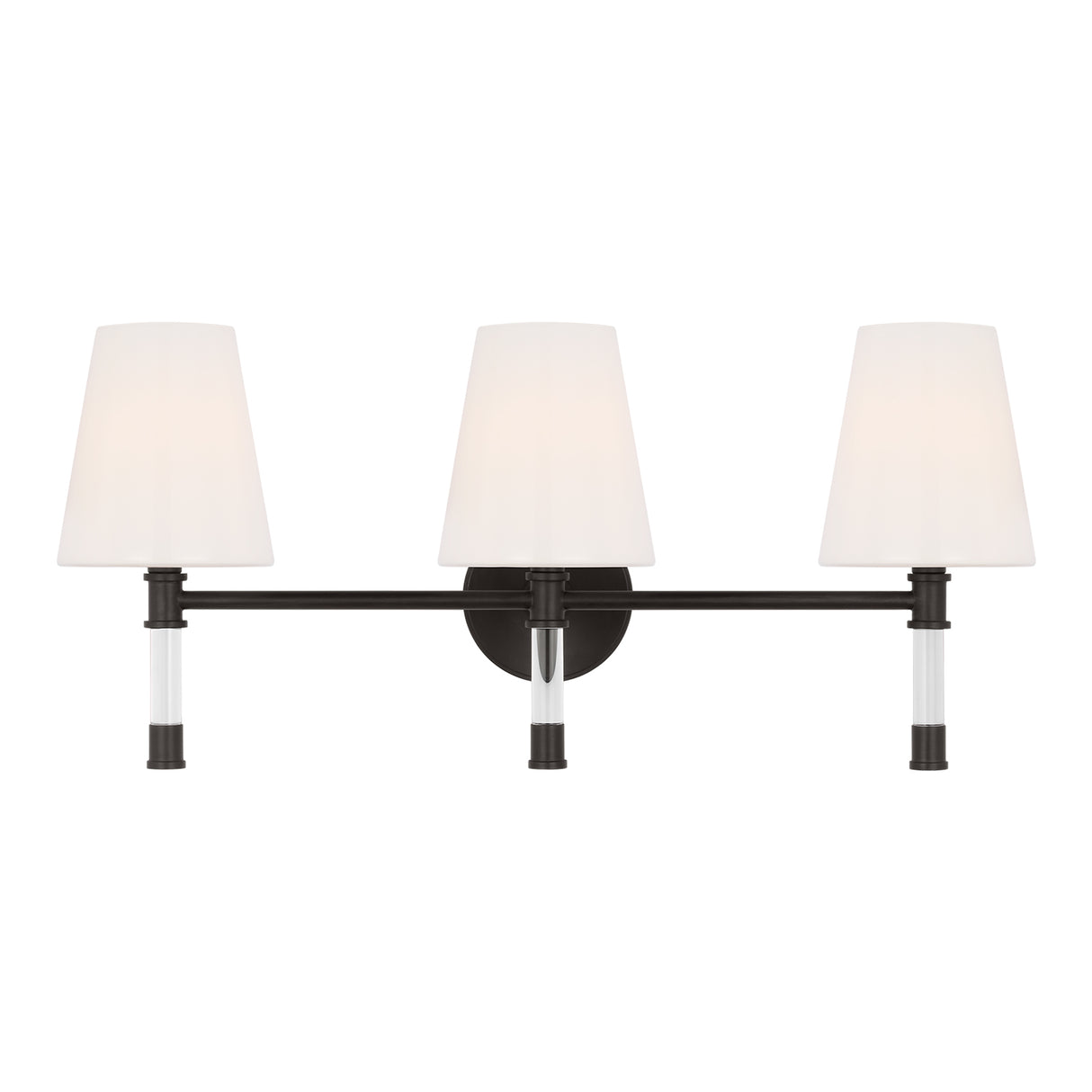 Audrey 3 Light Vanity, Aged Iron and Milk Glass