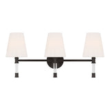 Audrey 3 Light Vanity, Aged Iron and Milk Glass