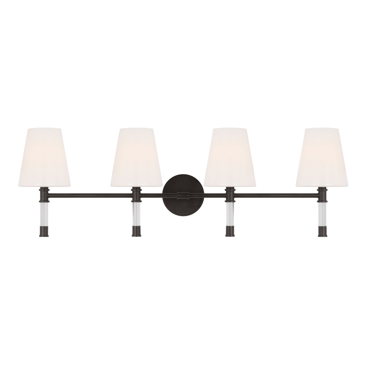 Audrey 4 Light Vanity, Aged Iron and Milk Glass