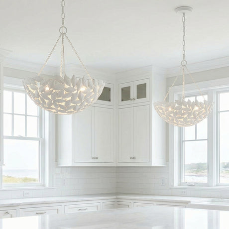 Floren Small Pendant 16", Textured White for Coastal home with White Shiplap