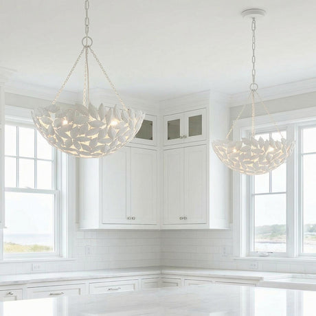 Floren Small Pendant 16", Textured White for Coastal home with White Shiplap