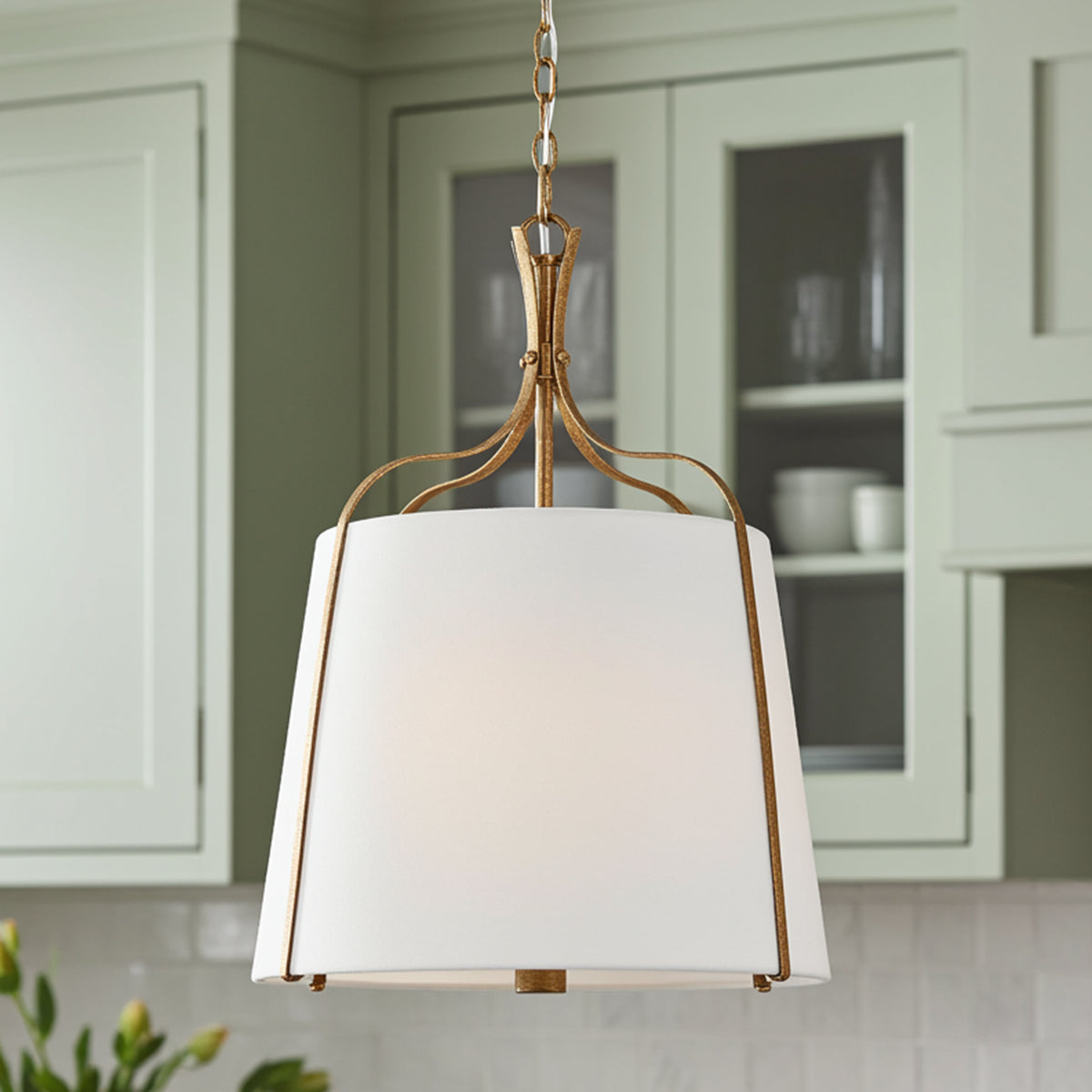 Isleton Medium Pendant 18" for Farmhouse home with Green Cabinets