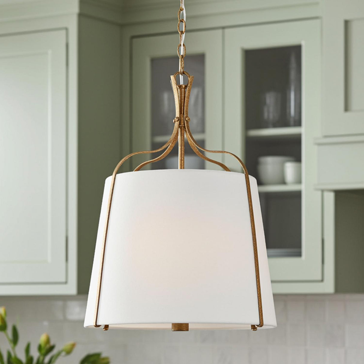 Isleton Medium Pendant 18", Aged Gilded Brass
