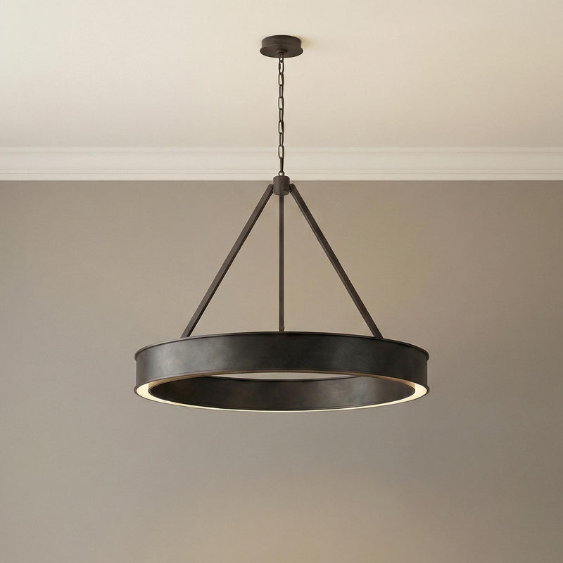Edwin Large LED Chandelier 36", Aged Iron