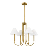 Hazelton 4 Light Chandelier 30", Satin Brass