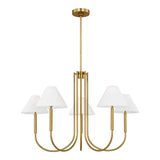 Hazelton 5 Light Chandelier 38", Satin Brass