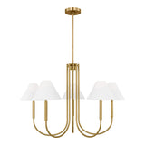 Hazelton 5 Light Chandelier 38", Satin Brass