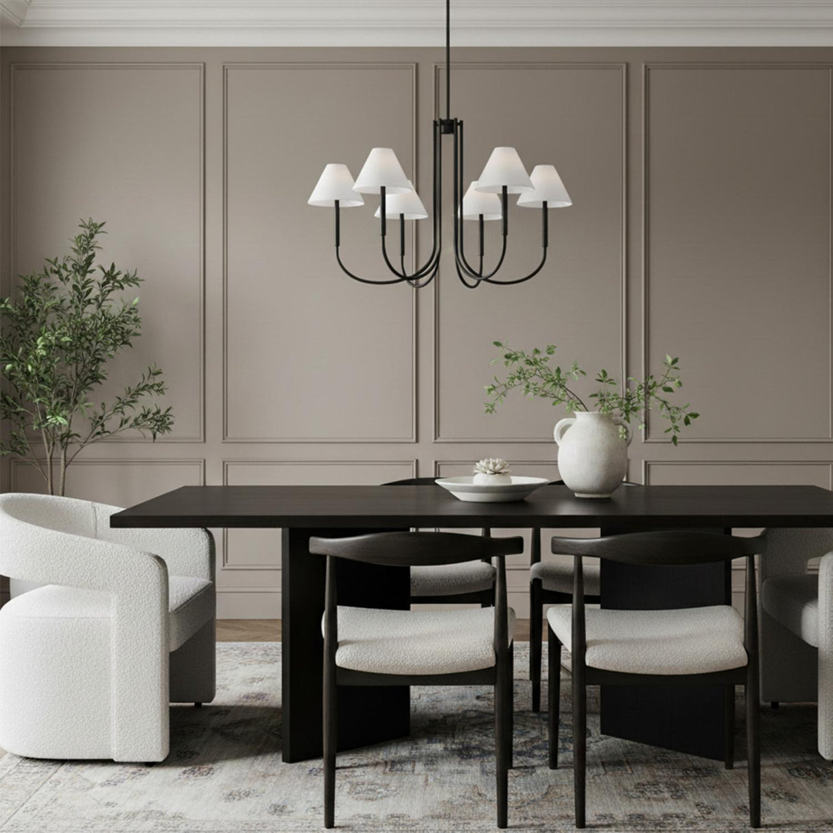 Hazelton 5 Light Chandelier 38", Matte Black