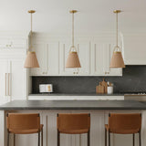 Paloma Pendant 12", Modern Brass and Rattan