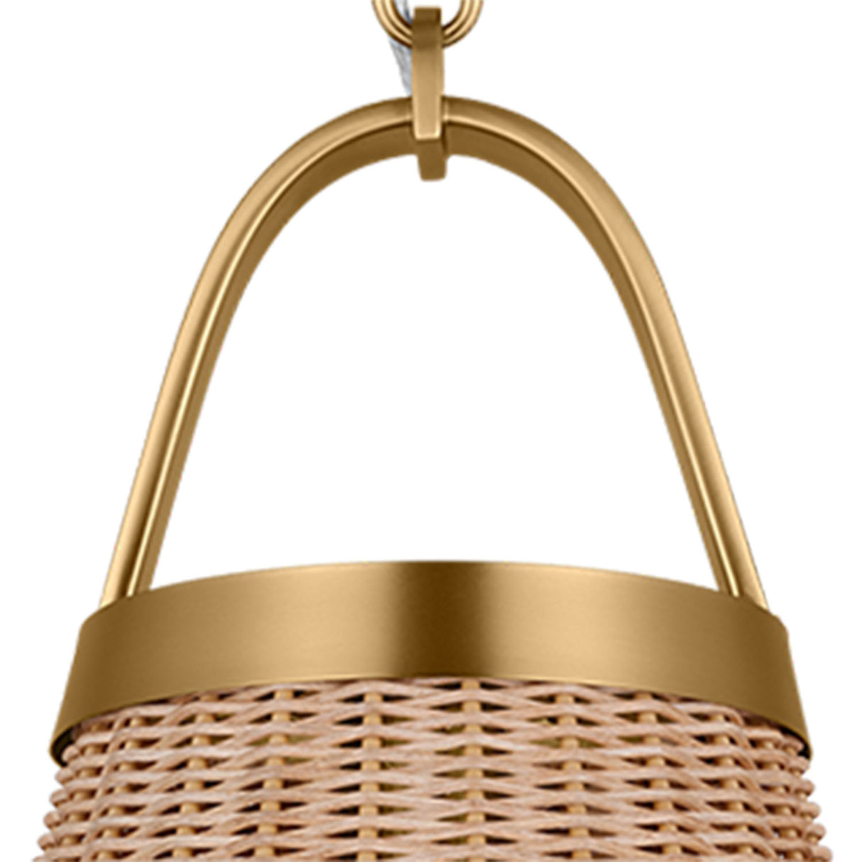 Paloma Pendant 12", Modern Brass and Rattan