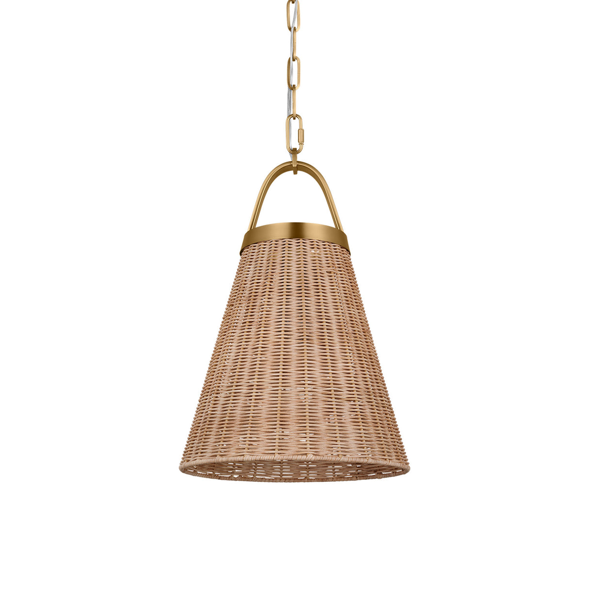 Paloma Pendant 12", Modern Brass and Rattan