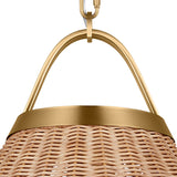 Paloma Pendant 22", Modern Brass and Rattan