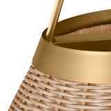 Paloma Pendant 22", Modern Brass and Rattan