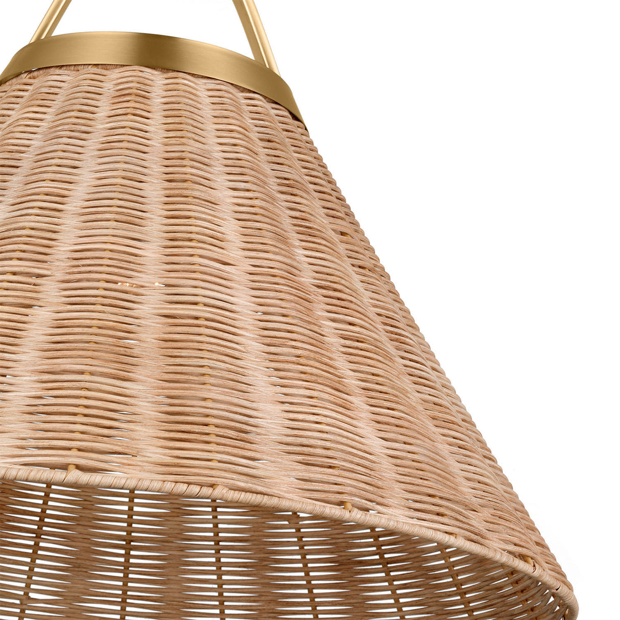 Paloma Pendant 22", Modern Brass and Rattan