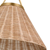 Paloma Pendant 22", Modern Brass and Rattan