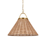 Paloma Pendant 22", Modern Brass and Rattan