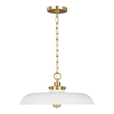 Franklin Pendant 20", Matte White and Modern Brass