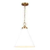 Classon Medium Pendant 16", Matte White and Modern Brass
