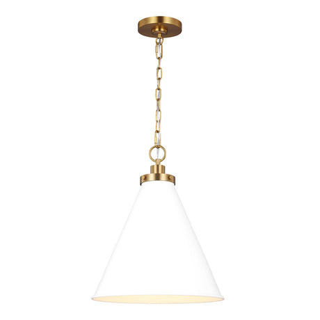 Classon Medium Pendant 16", Matte White and Modern Brass
