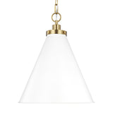 Classon Medium Pendant 16", Matte White and Modern Brass