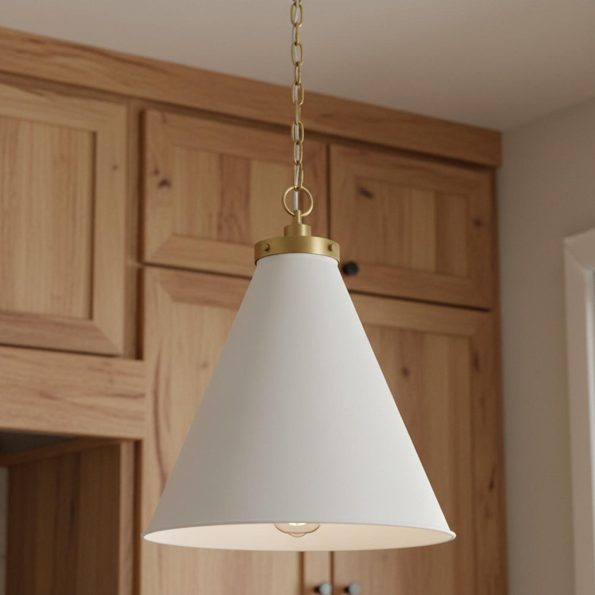 Classon Large Pendant 19", Matte White and Modern Brass