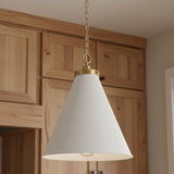 Classon Large Pendant 19", Matte White and Modern Brass