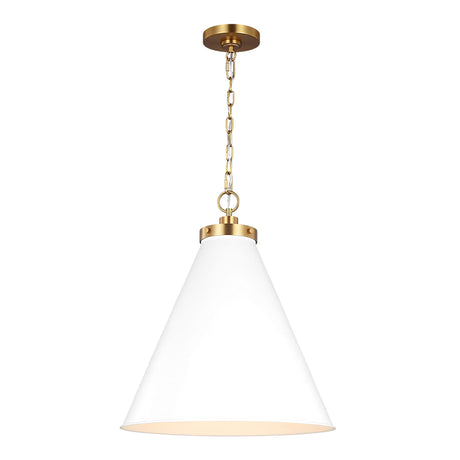 Classon Large Pendant 19", Matte White and Modern Brass