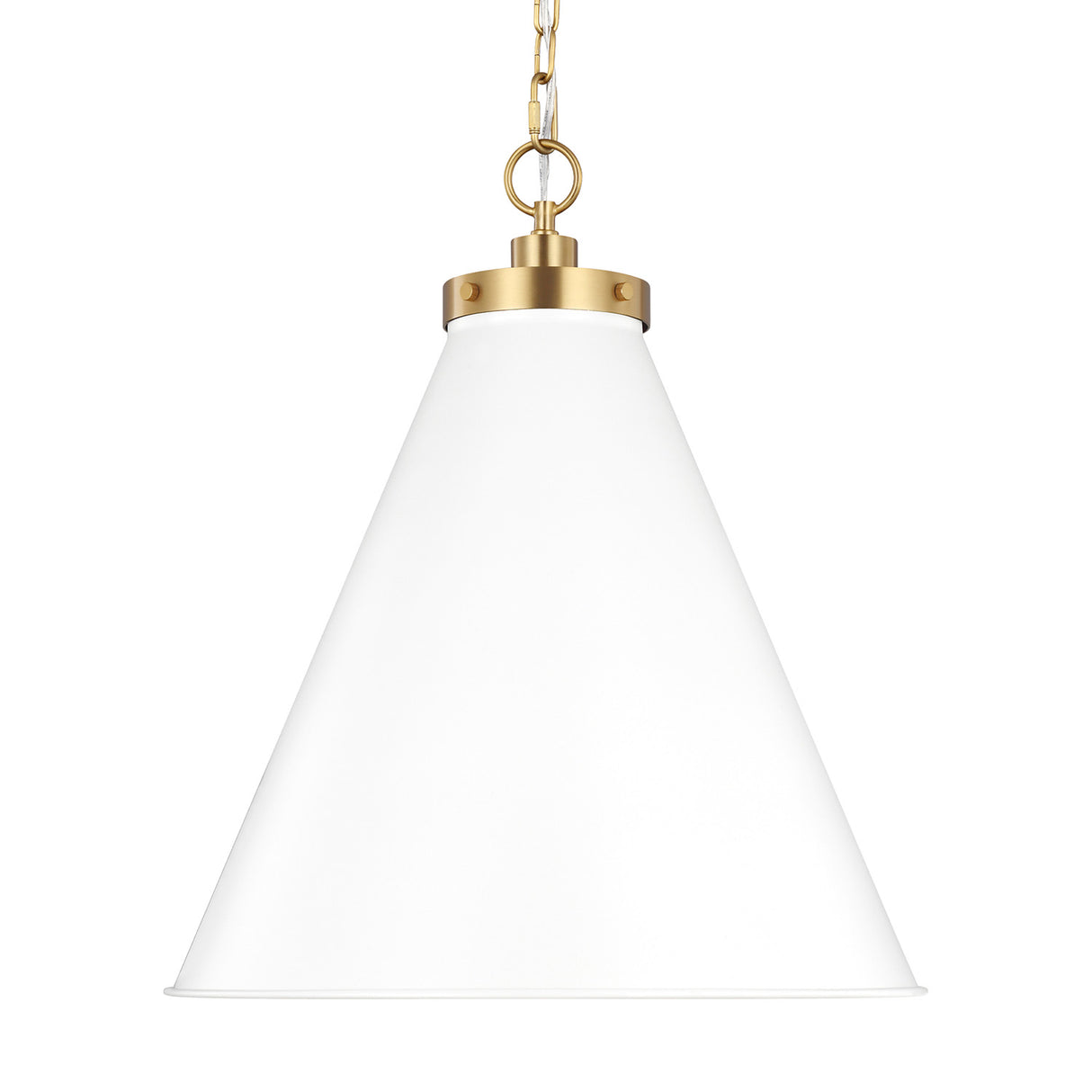Classon Large Pendant 19", Matte White and Modern Brass