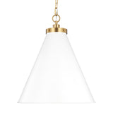 Classon Large Pendant 19", Matte White and Modern Brass