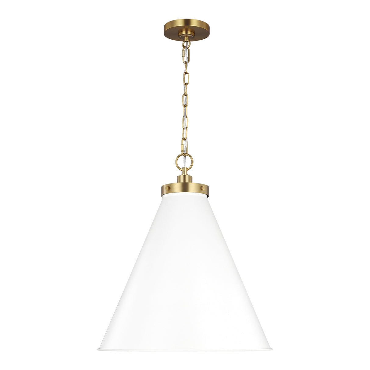 Classon Large Pendant 19", Matte White and Modern Brass