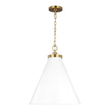 Classon Large Pendant 19", Matte White and Modern Brass